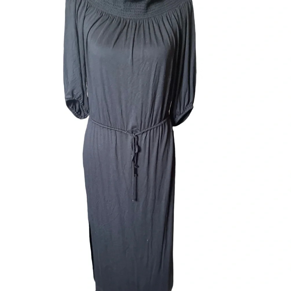 Ella Moss Black Cotton Dress.  Off the Shoulder.  Size: L - Picture 2 of 6